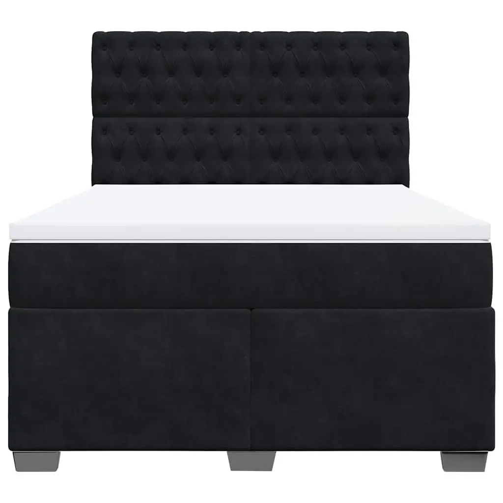 Queen Box Spring Bed Black Velvet Adjustable Headboard Pocket Spring Mattress