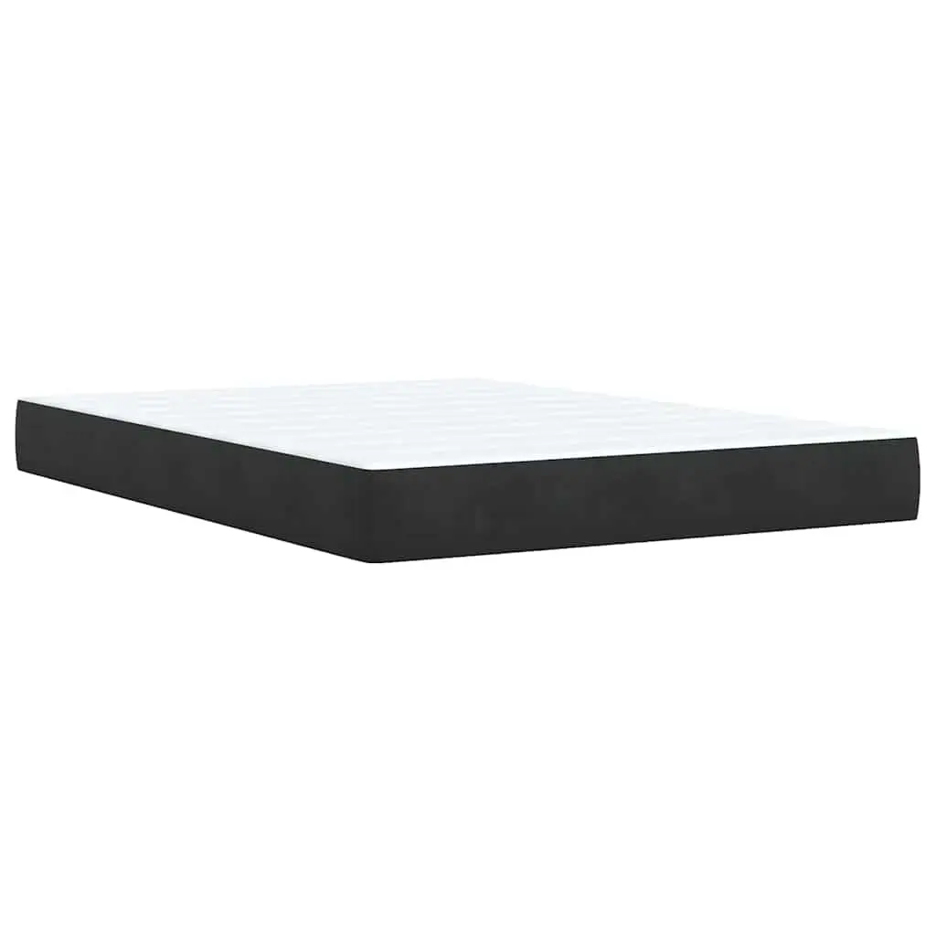 Queen Box Spring Bed Black Velvet Adjustable Headboard Pocket Spring Mattress