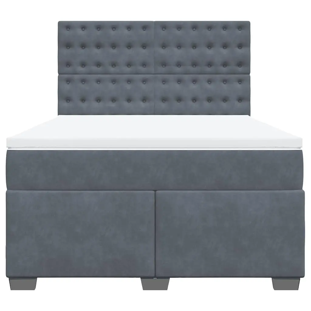 Queen Box Spring Bed Velvet Height-Adjustable Headboard Pocket Spring Mattress