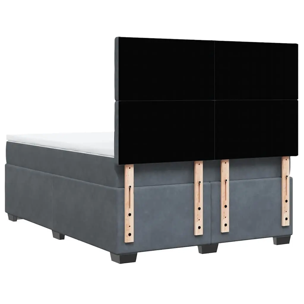 Queen Box Spring Bed Velvet Height-Adjustable Headboard Pocket Spring Mattress