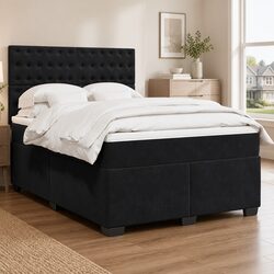 Stylish Queen Box Spring Bed with Velvet Pocket Mattress