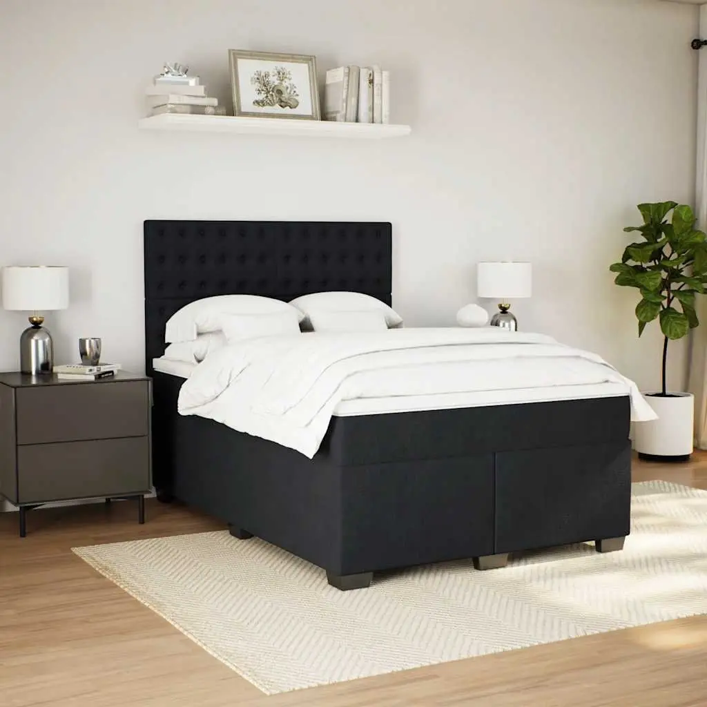 Queen Box Spring Bed Black Velvet Adjustable Headboard Pocket Spring Mattress