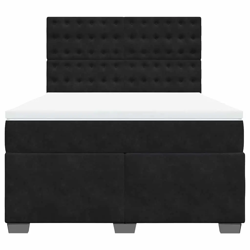 Queen Box Spring Bed Black Velvet Adjustable Headboard Pocket Spring Mattress