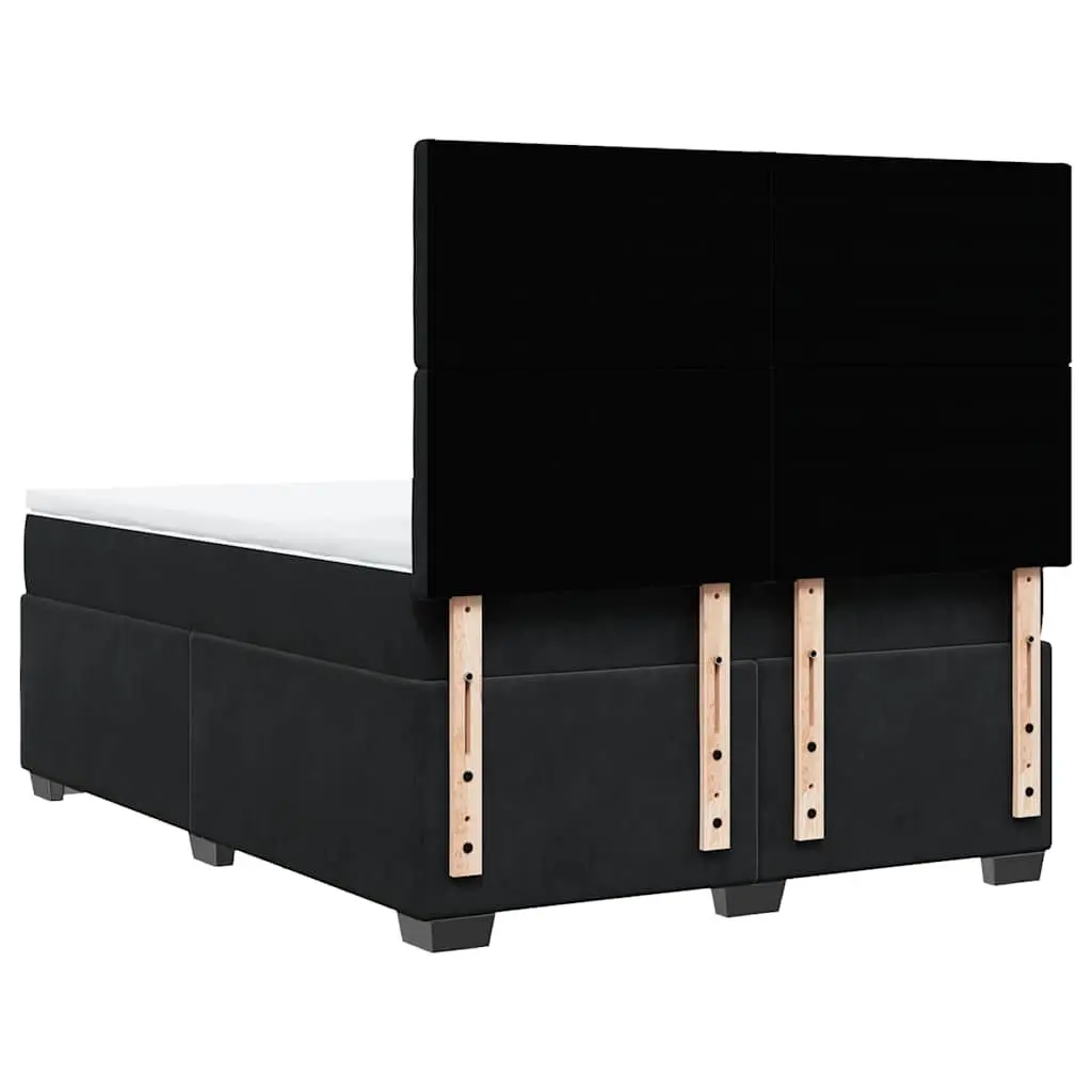 Queen Box Spring Bed Black Velvet Adjustable Headboard Pocket Spring Mattress