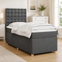 Grey King Single Box Spring Bed with Pocket Mattress