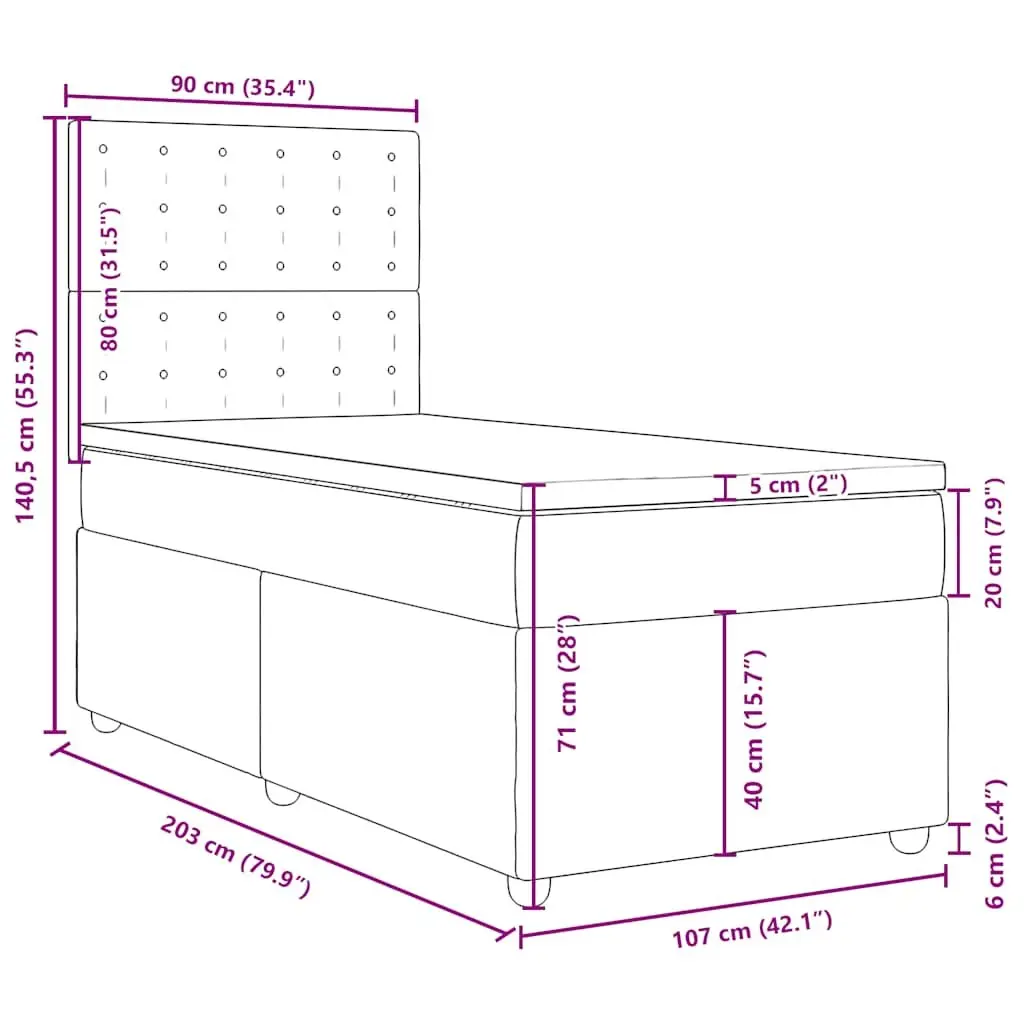 Box Spring Bed King Single Height-Adjustable Headboard Pocket Spring Mattress Polyester Fabric Upholstery