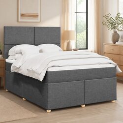 Double Box Spring Bed with Adjustable Headboard and Mattress