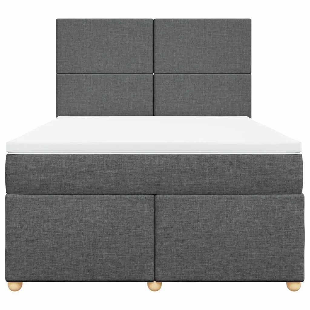 Queen Box Spring Bed Grey Height-Adjustable Headboard Pocket Spring Mattress