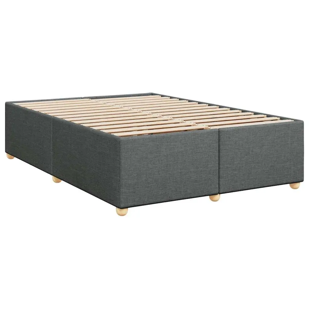 Queen Box Spring Bed Grey Height-Adjustable Headboard Pocket Spring Mattress