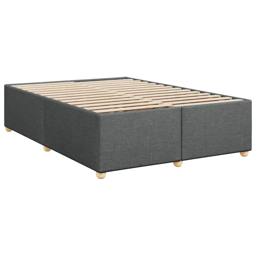 Queen Box Spring Bed Grey Fabric Pocket Spring Mattress Adjustable Headboard