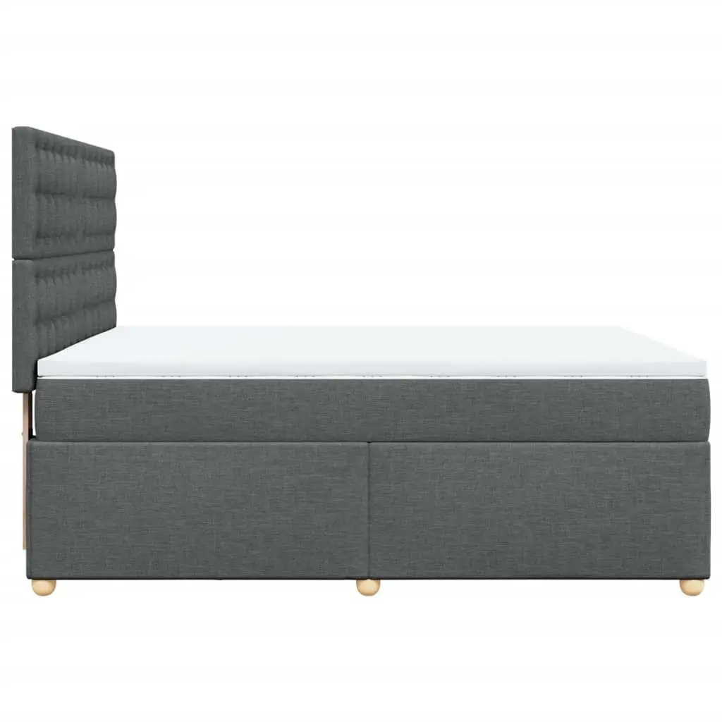 Queen Bed Frame with Mattress Dark Grey Polyester Fabric Bedroom Furniture