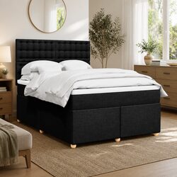 Queen Box Spring Bed with Adjustable Headboard