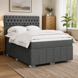 Double Box Spring Bed with Pocket Mattress and Adjustable Headboard