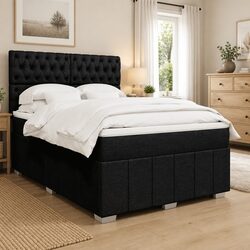 Double Box Spring Bed with Height Adjustable Headboard