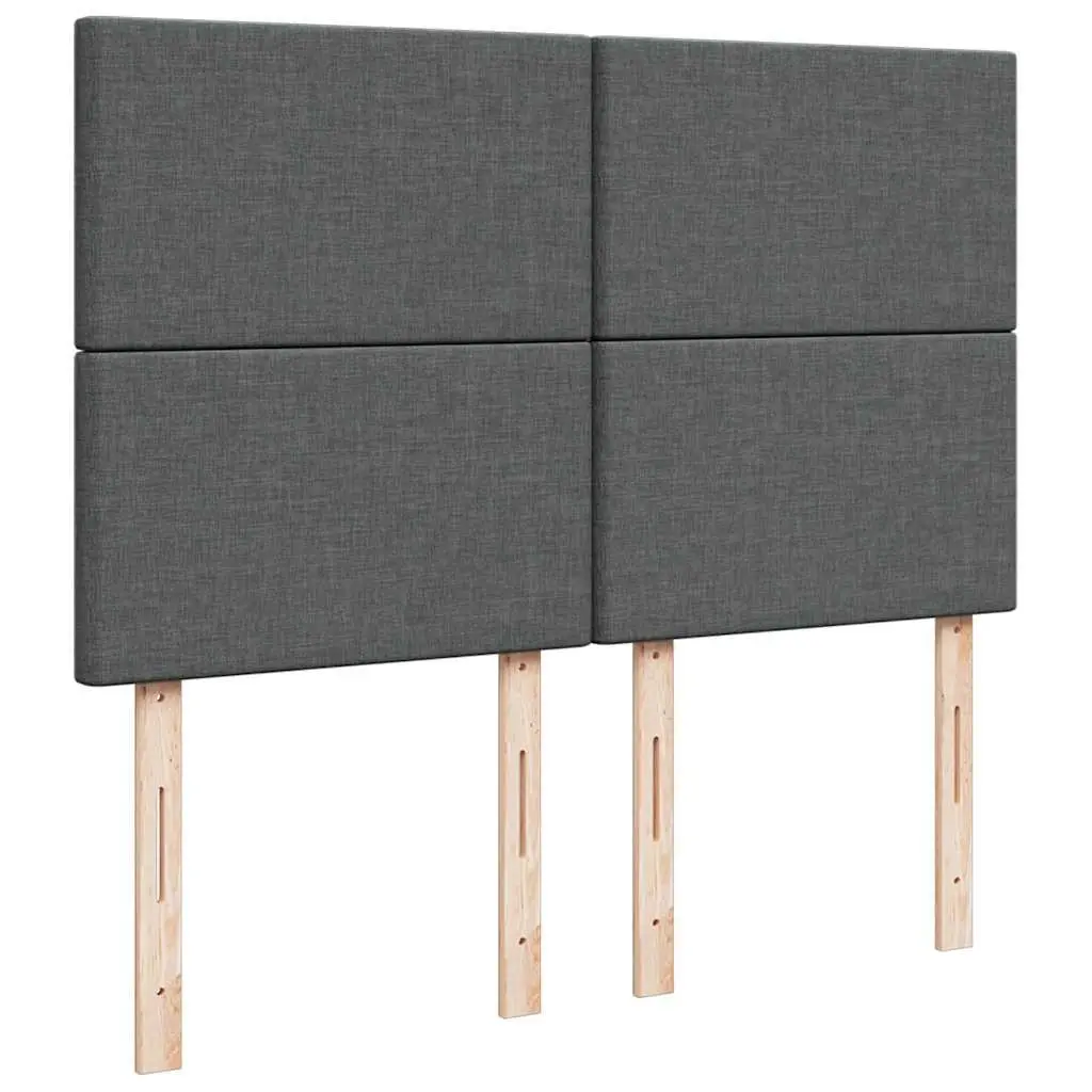 Queen Box Spring Bed Grey Pocket Spring Mattress Height-Adjustable Headboard Polyester Fabric