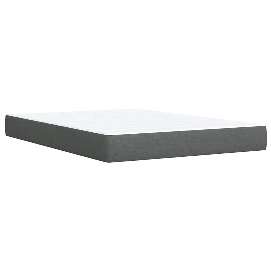 Queen Box Spring Bed Grey Pocket Spring Mattress Height-Adjustable Headboard Polyester Fabric