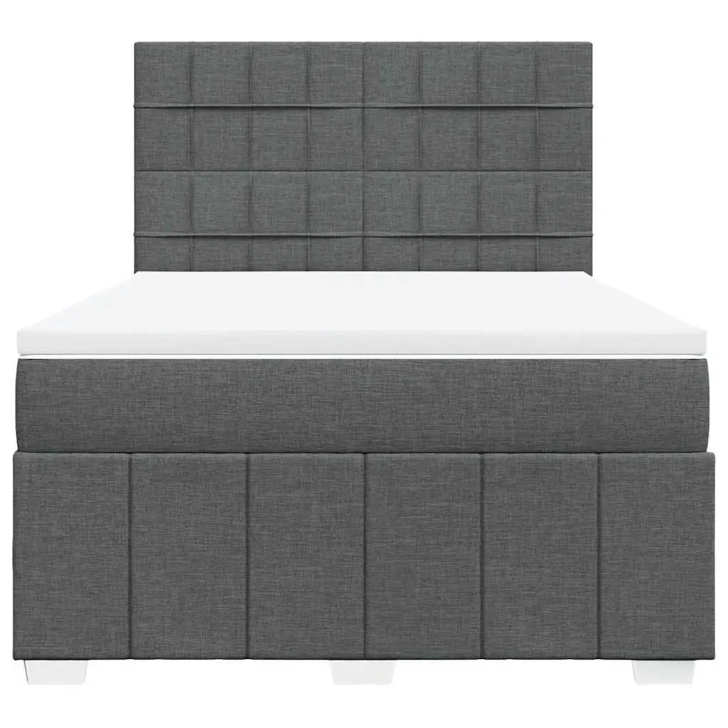 Queen Box Spring Bed Grey Fabric Pocket Sprung Mattress Adjustable Headboard