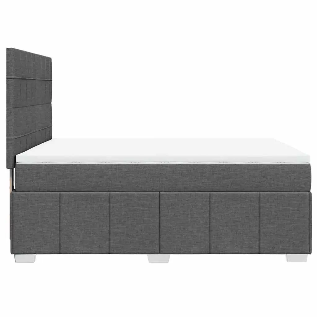 Queen Box Spring Bed Grey Fabric Pocket Sprung Mattress Adjustable Headboard