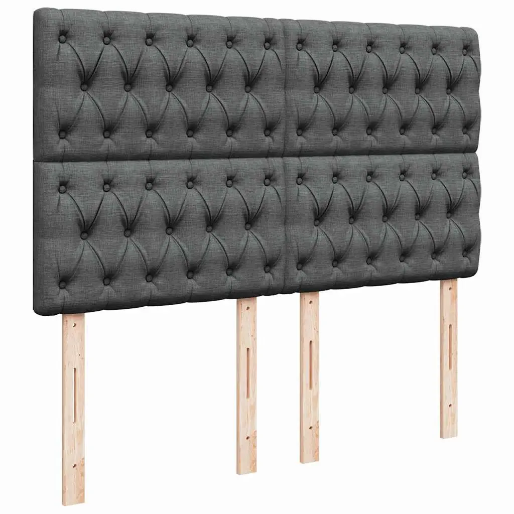 Queen Box Spring Bed Dark Grey Fabric Adjustable Headboard Pocket Sprung Mattress