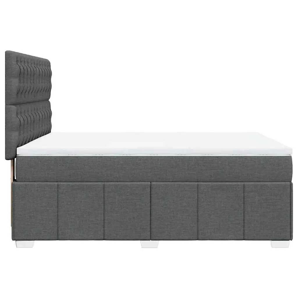Queen Box Spring Bed Dark Grey Fabric Adjustable Headboard Pocket Sprung Mattress