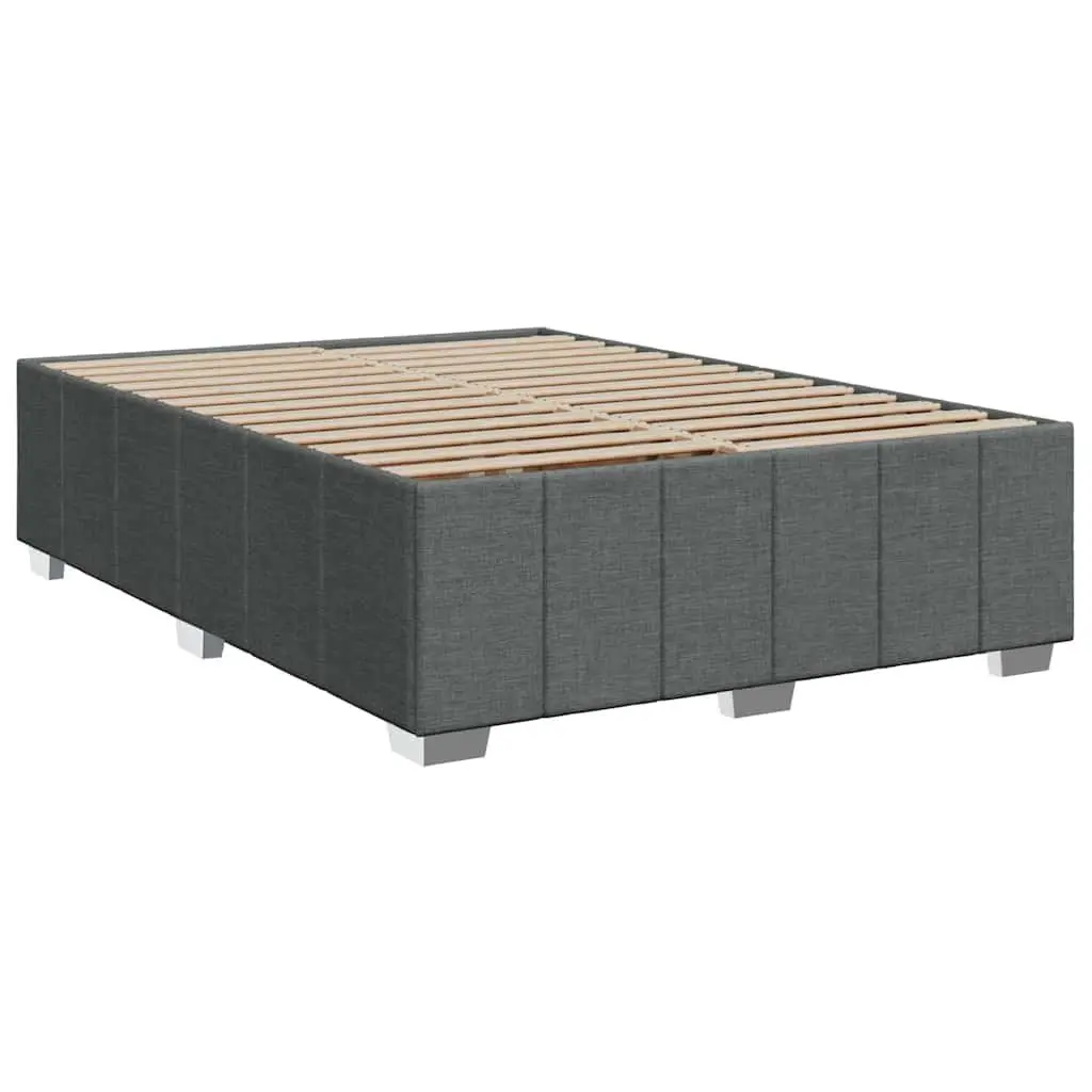 Queen Box Spring Bed Grey Fabric Pocket Sprung Mattress Adjustable Headboard