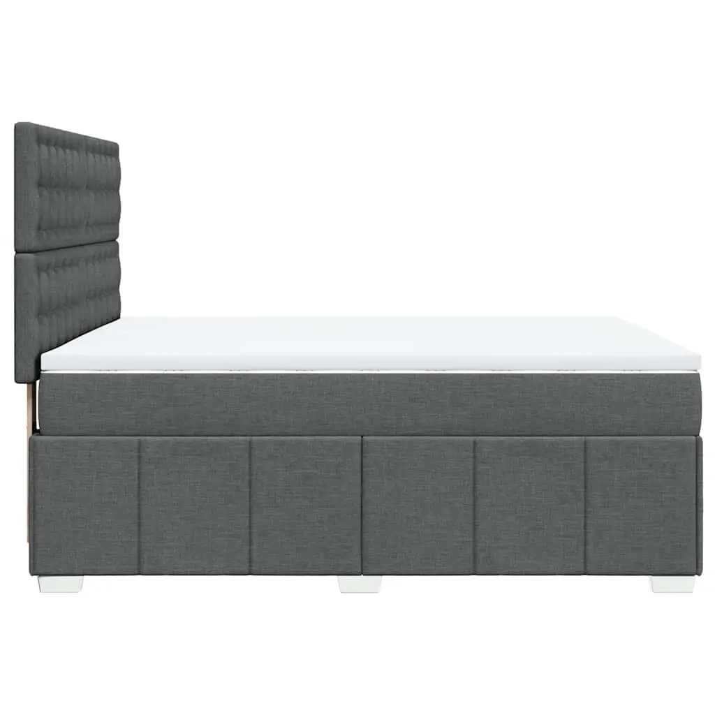 Queen Box Spring Bed Grey Fabric Pocket Sprung Mattress Adjustable Headboard