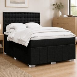 Queen Box Spring Bed with Pocket Mattress and Adjustable Headboard
