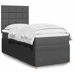 King Single Box Spring Bed with Pocket Mattress Height-Adjustable Headboard