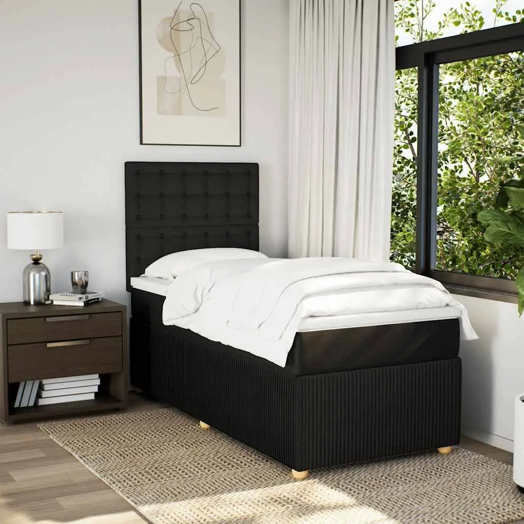 Box Spring Bed King Single Black Fabric Adjustable Headboard Pocket Spring Mattress