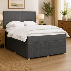 Comfortable Double Box Spring Bed with Grey Pocket Mattress