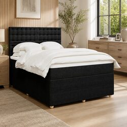 Black Box Spring Bed with Pocket Mattress and Adjustable Headboard