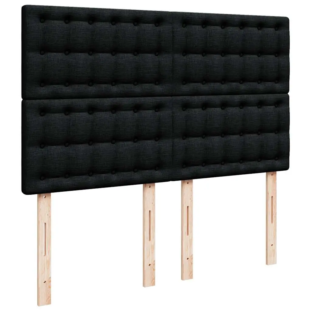 Double Box Spring Bed Pocket Spring Mattress Height Adjustable Headboard Black