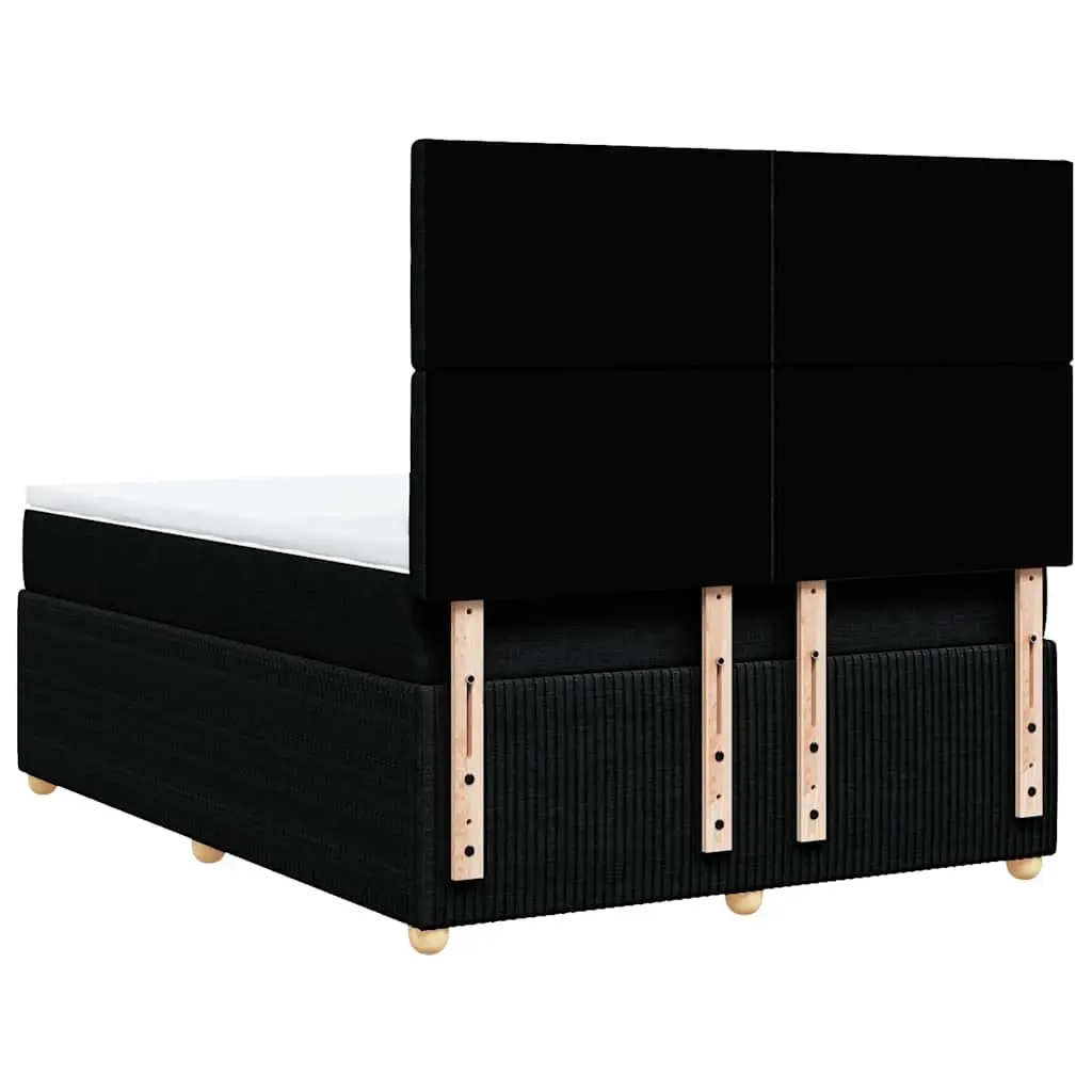Double Box Spring Bed Pocket Spring Mattress Height Adjustable Headboard Black