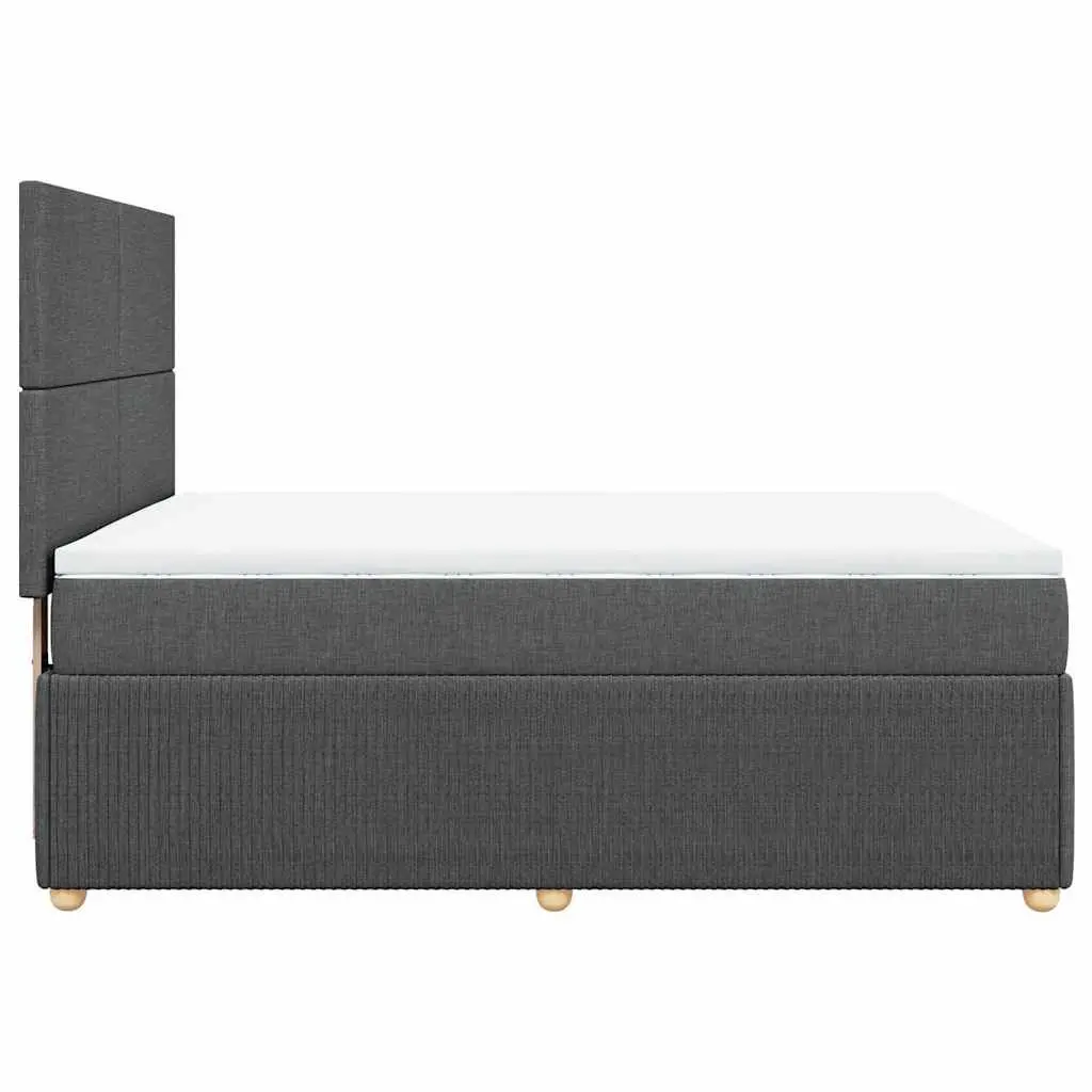 Queen Box Spring Bed Grey Fabric Adjustable Pocket Spring Mattress