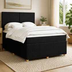 Queen Box Spring Bed with Adjustable Headboard and Mattress