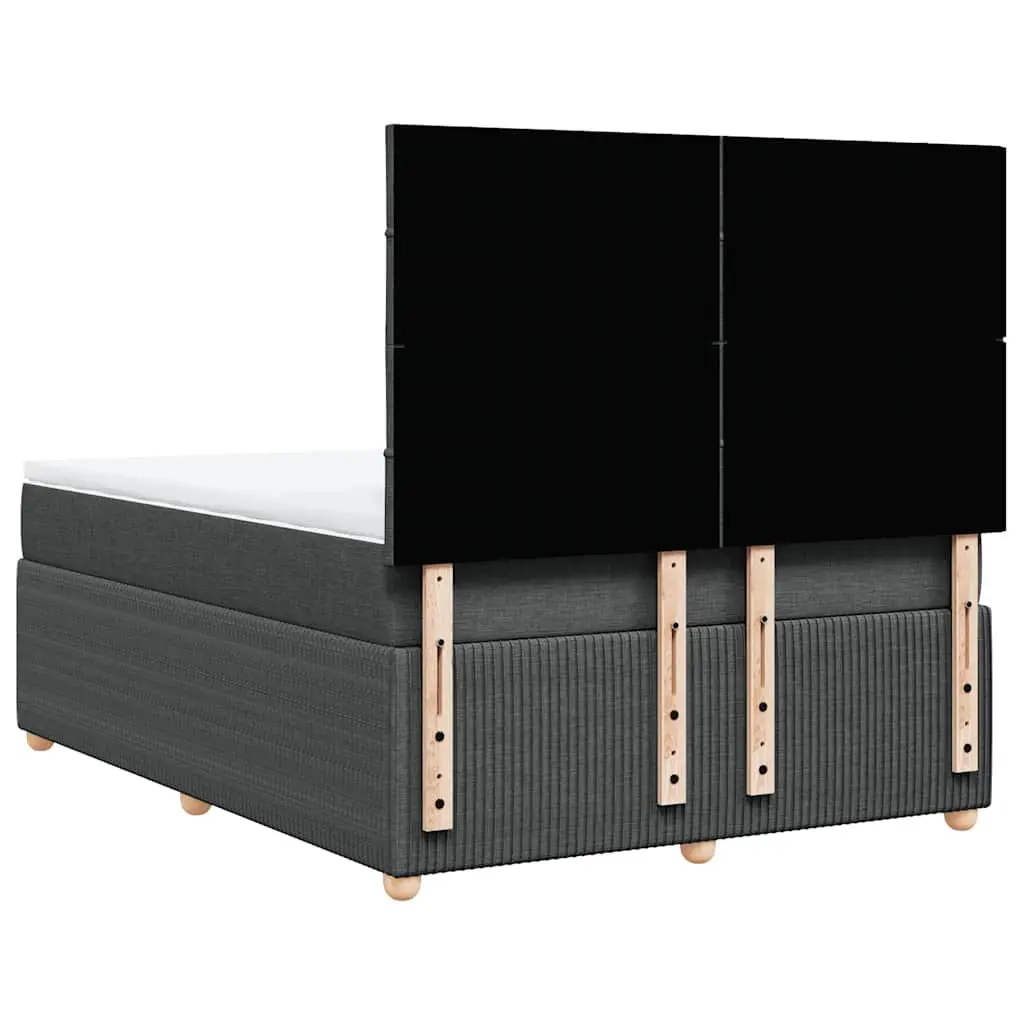 Queen Box Spring Bed Dark Grey Height-Adjustable Headboard Pocket Spring Mattress Polyester Fabric