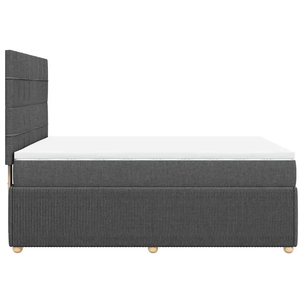 Queen Box Spring Bed Dark Grey Height-Adjustable Headboard Pocket Spring Mattress Polyester Fabric