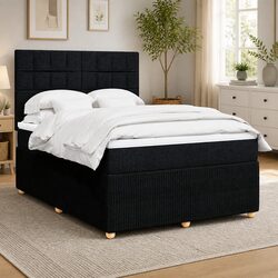 Queen Box Spring Bed with Adjustable Headboard and Mattress