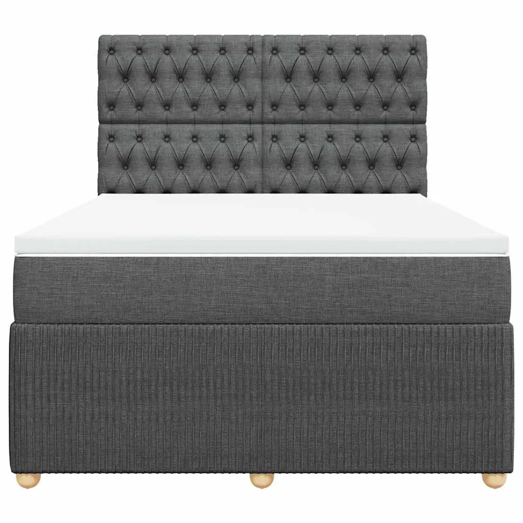 Queen Box Spring Bed Grey Height-Adjustable Headboard Pocket Spring Mattress