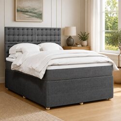 Queen Box Spring Bed with Pocket Spring Mattress in Grey