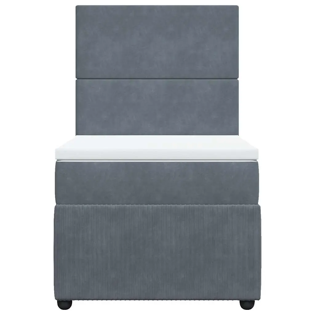 Box Spring Bed Grey Velvet King Single Pocket Spring Mattress Height Adjustable Headboard