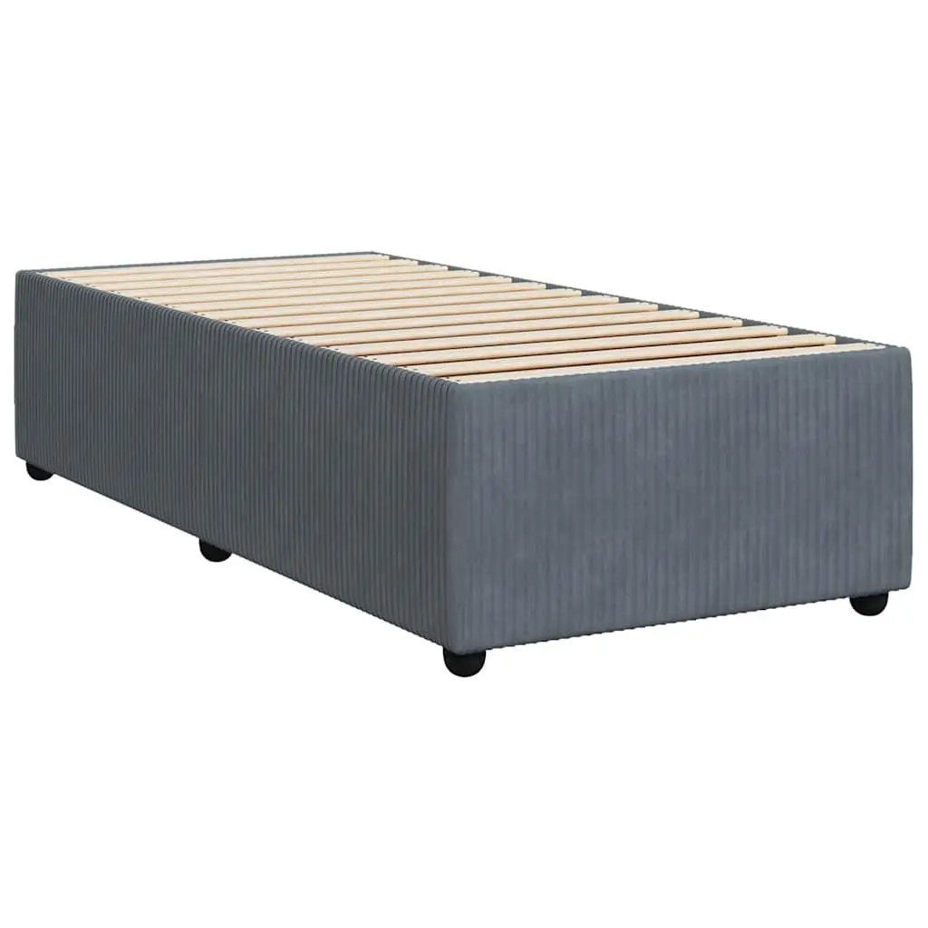 Box Spring Bed Grey Velvet King Single Pocket Spring Mattress Height Adjustable Headboard