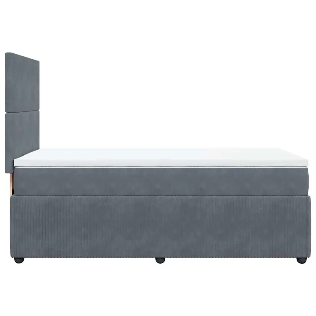 Box Spring Bed Grey Velvet King Single Pocket Spring Mattress Height Adjustable Headboard