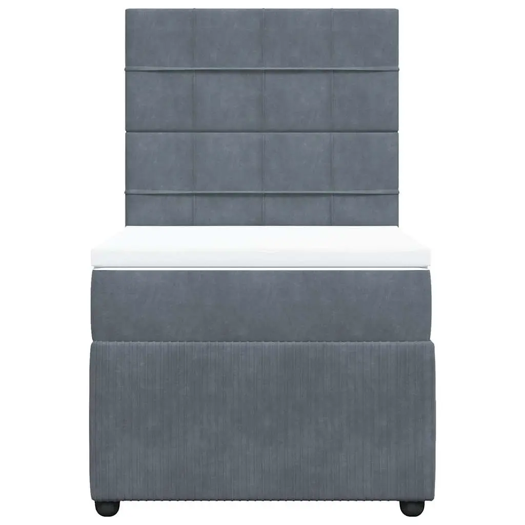 Box Spring Bed Grey Velvet King Single Pocket Spring Mattress Adjustable Headboard