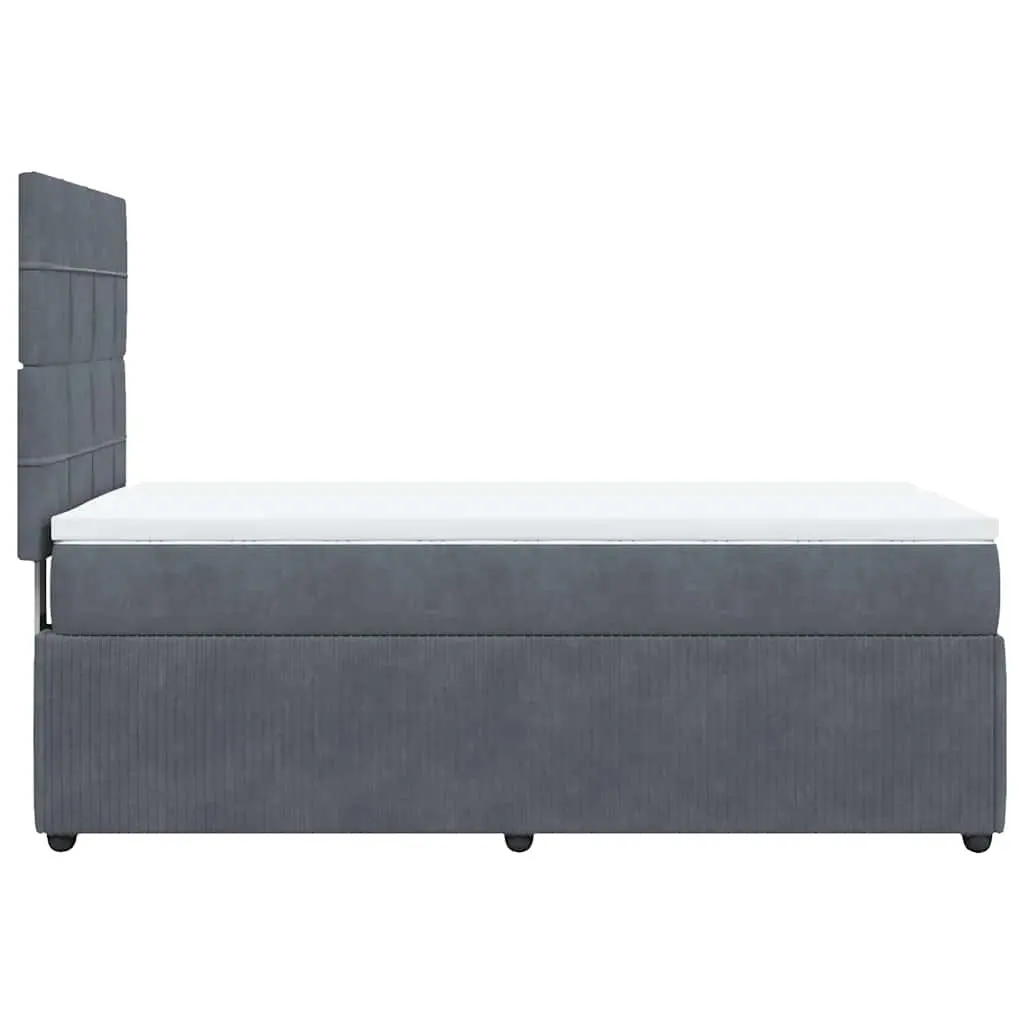 Box Spring Bed Grey Velvet King Single Pocket Spring Mattress Adjustable Headboard