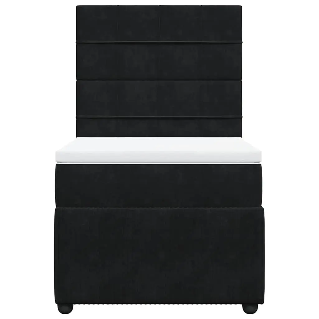 Box Spring Bed Black Velvet King Single Pocket Spring Mattress Adjustable Headboard