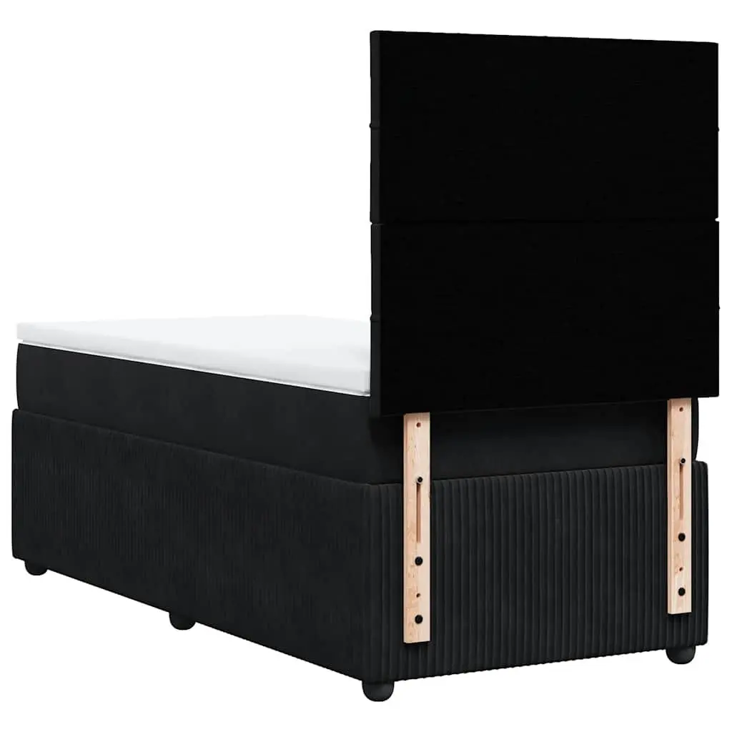 Box Spring Bed Black Velvet King Single Pocket Spring Mattress Adjustable Headboard
