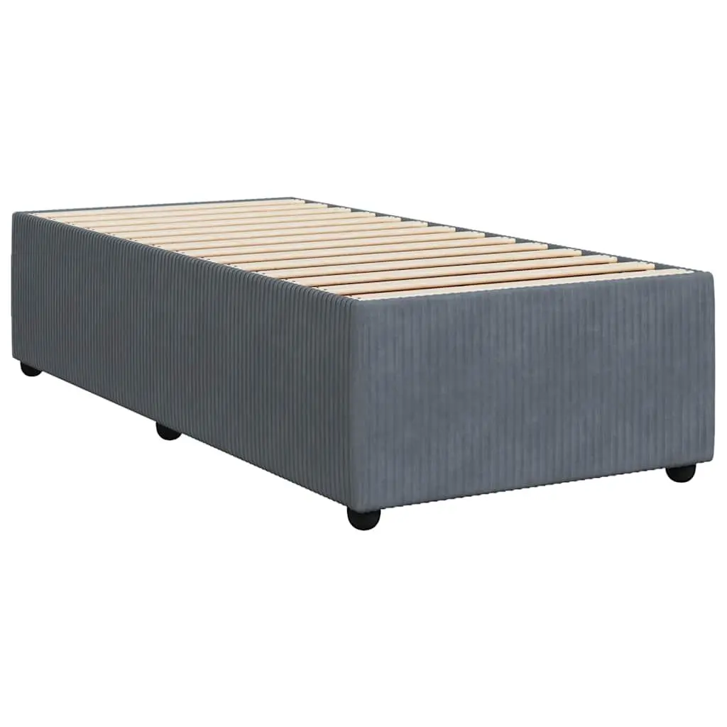 Box Spring Bed Grey Velvet King Single with Pocket Mattress and Adjustable Headboard