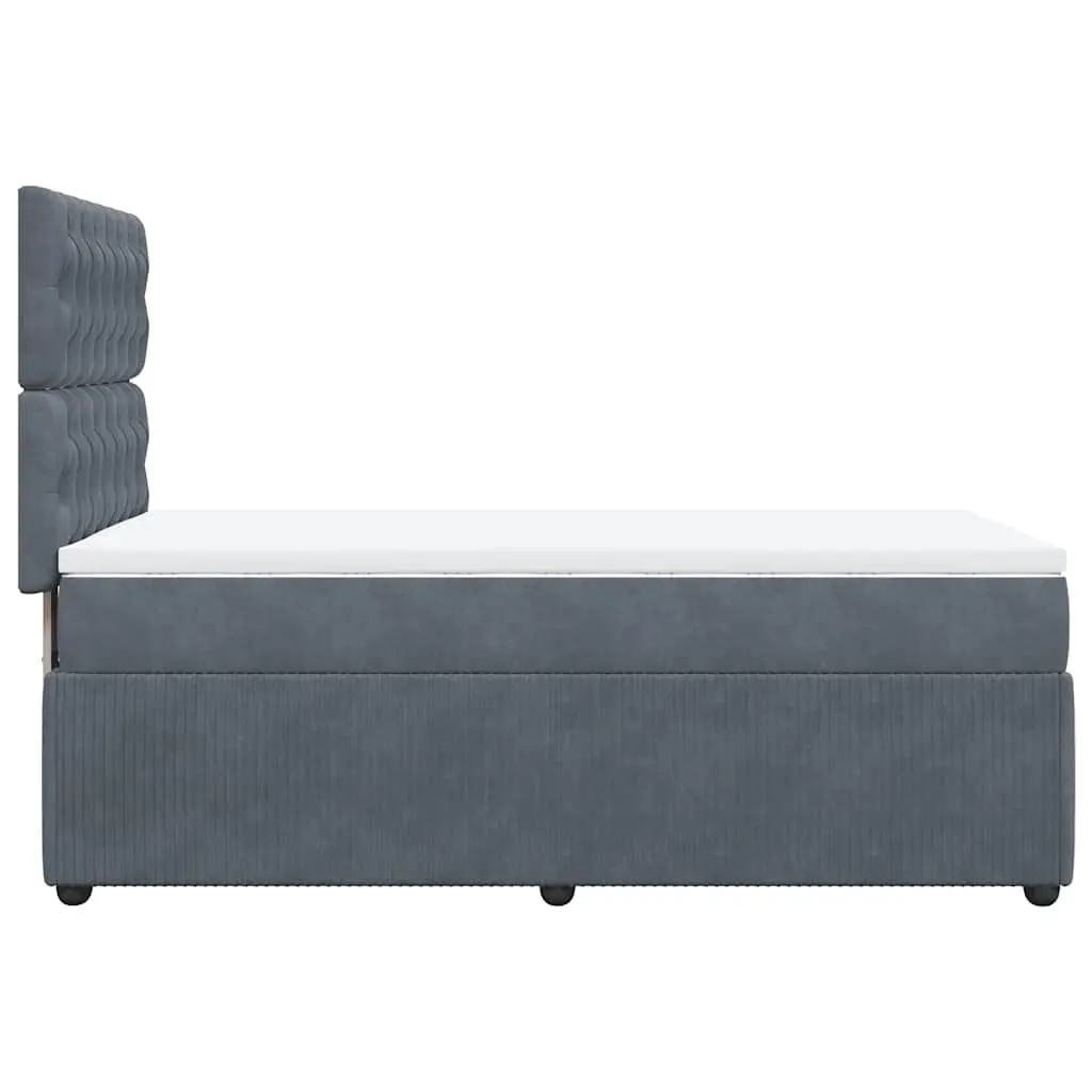 Box Spring Bed Grey Velvet King Single with Pocket Mattress and Adjustable Headboard