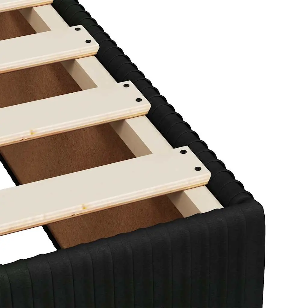 Box Spring Bed King Single Black Velvet Pocket Spring Height Adjustable Headboard